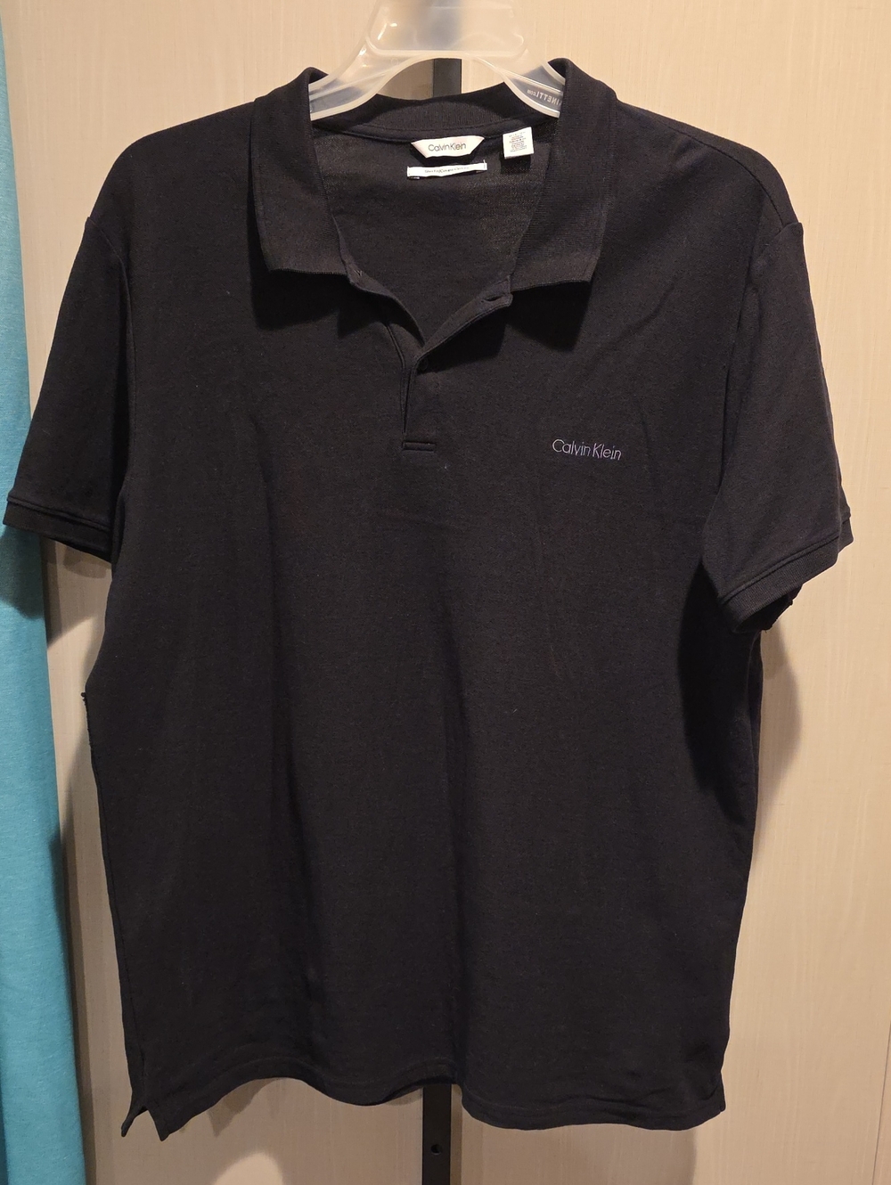 (J44) Calvin Klein Men's Black Polo with Subtle Logo